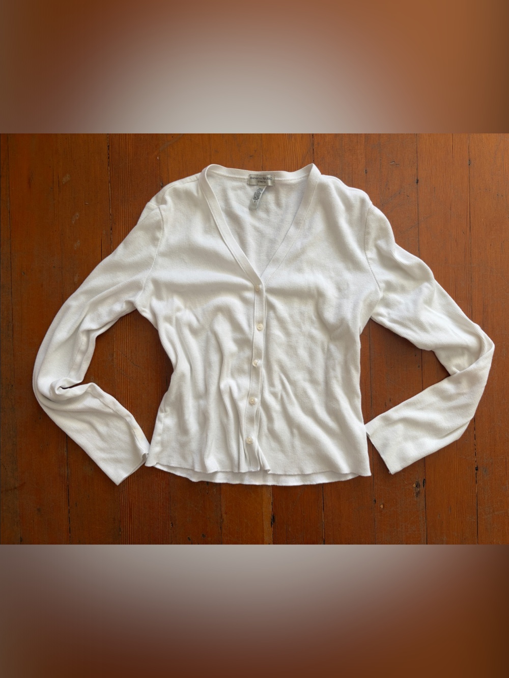 Banana Republic White Cotton V‑Neck Button Cardigan Size S